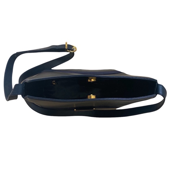 Salvatore Ferragamo Vara Bow Navy Blue Leather Shoulder Bag New - Picture 6 of 9